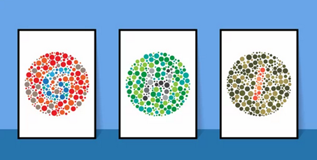3-panel color blindness color schematics