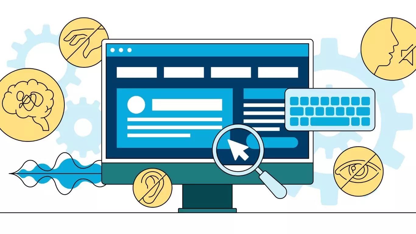 An image of web accessibility flat vector illustration