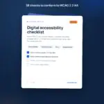Digital Accessibility Checklist as a white piece of paper on a blue background. two of four checkboxes are checked.