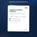 Digital Accessibility Checklist as a white piece of paper on a blue background. two of four checkboxes are checked.