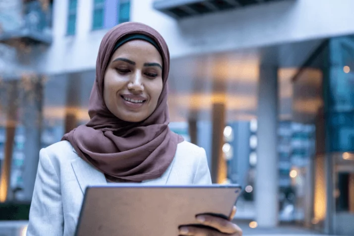 Woman looking at ipad