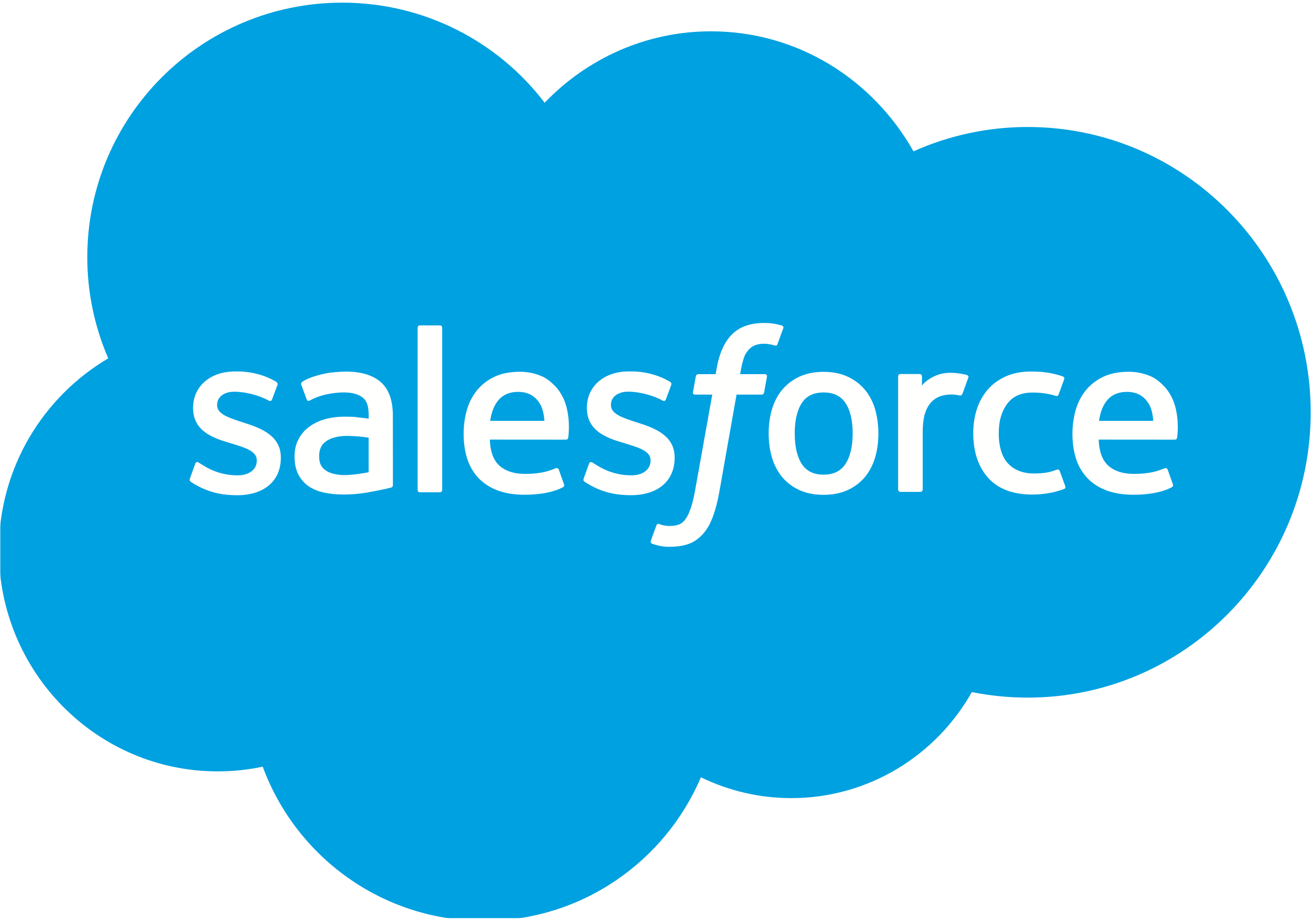 Salesforce logo: Blue cloud with white Salesforce.