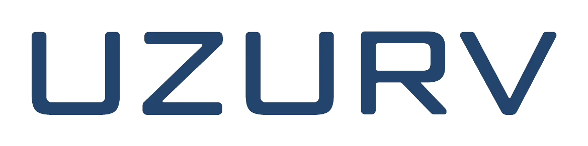 UZURV logo. Bold navy-blue text displaying "UZURV" in uppercase sans-serif font.